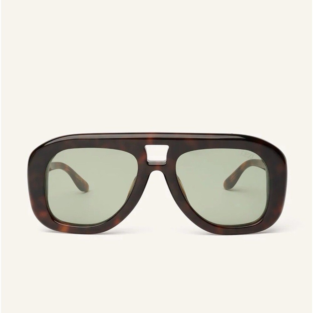 Dezi Pusha Sunglasses In Fiery Tortoise Green Lenses New